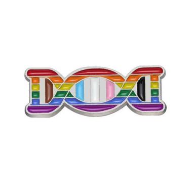 Imagem de Alfinetes de broche em liga colorida com design de arco-íris de DNA 3x