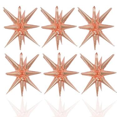 Imagem de Balões metalizados LAIAMER Rose Gold Star 14 pontas, 22 polegadas, 6 u