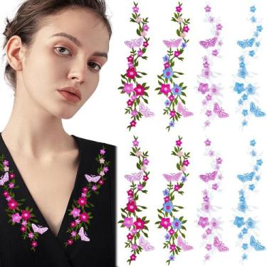 Imagem de Patches bordados Aswewamt Butterfly Flower x8 para roupas
