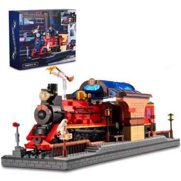 Imagem de Conjunto de construção WALARLO Ideas 2 em 1 Harry Train & Bookshelf
