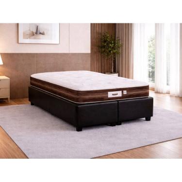 Imagem de Cama Box Baú Queen Colchão Molas Flora Gazin 158x198x61cm - Preto