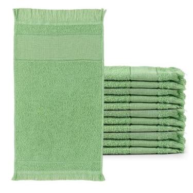 Imagem de Kit 12 Toalhas de Mão Lavabo com Franjinha 23x39cm 100 Algodão - CASA 