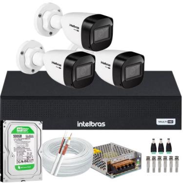 Imagem de Kit Intelbras 3 Câmeras Vhd 1230 Full Hd 2mp 30m Dvr De 4 Canais com h