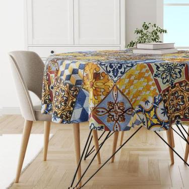 Imagem de Toalha Mesa Plástica Térmica PVC Colonia 4 Lugares Redonda 1,38 - IDEA