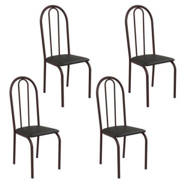Imagem de Kit 4 Cadeiras Ilhabela Estrutura em Aço Marrom Tecido Preto - Casa e 