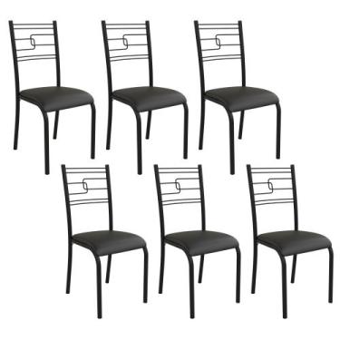 Imagem de Kit 6 Cadeiras Ella Estrutura em Aço Preto e Tecido Preto - Casa e Com
