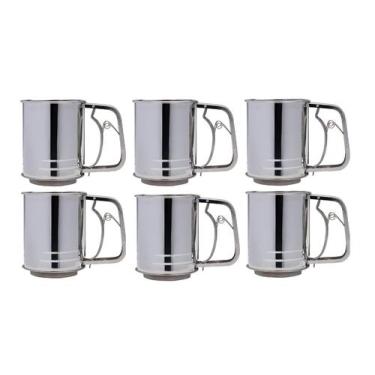 Imagem de Kit 6 Polvilhadores Inox P/ Farrinha Açúcar Tapioca Peneira - Mimo