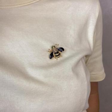 Imagem de Broche Abelha Esmaltada Preto com Strass Dourado - Camila Vanni