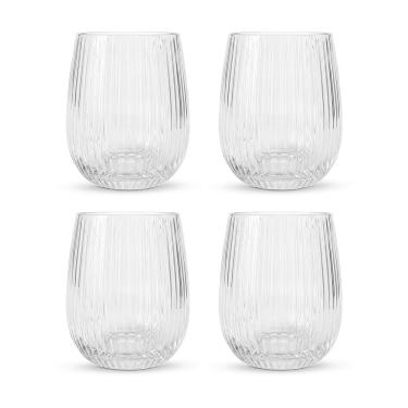 Imagem de Jogo de Copos Baixo de Cristal Transparente Syrah Whisky 340ml 4 peças - Lehaví