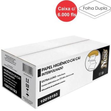 Imagem de Papel Higiênico Branco Interfolhado Cai Cai Folha Dupla Ness Extra Lux