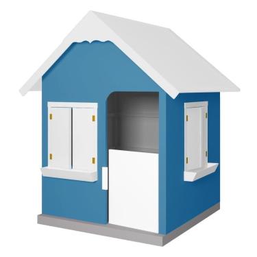 Imagem de Casinha de Brinquedo com Floreiros L12 em MDF Azul Claro e Branco Gran Belo