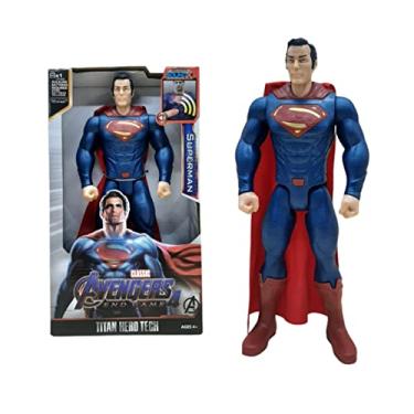 Imagem de Boneco Super Man Herói Liga da Justiça Homem de Aço Figura de Ação com Sons Articulado 30 cm
