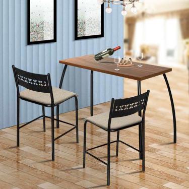 Imagem de Conjunto De Mesa Com 2 Cadeiras Fit Flora Assento Bege Aço Nobre