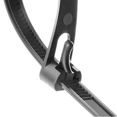 Imagem de Laços reutilizáveis com zíper da Releasable de 30,5 cm para serviço pesado, abraçadeiras pretas grossas, reutilizáveis, pacote com 100 unidades de 45,4 kg de cabos de nylon de resistência à tração para uso multiuso em ambientes internos e externos