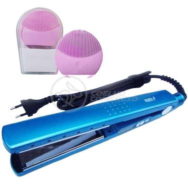 Imagem de Kit 1 Prancha Nanotitanium + 1 Esponja Facial Rosa Bebê Nº13