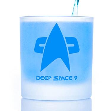 Imagem de Movies On Glass Presente de Star Trek: Emblema de Comando da Frota Estelar Deep Space 9 Edição Especial no Universo Branco Fosco Linha Premium Gravado Inclui Um Copo - 325 ml
