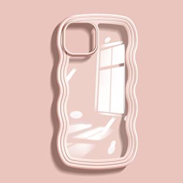 Imagem de Capa transparente de onda encaracolada para iPhone 11 12 13 Pro Max 7 8 X XR XS híbrida capa de pára-choque à prova de choque, rosa, para iPhone13 Pro Max