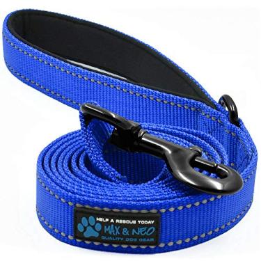 Imagem de (blue) - Max and Neo Reflective Nylon Dog Leash - We Donate a Leash to a Dog Rescue for Every Leash Sold (BLUE, 1.2m x 2.5cm )