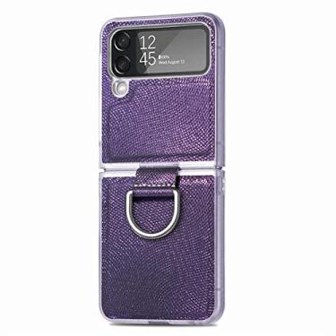 Imagem de Capa de suporte de anel de moda design dobrável para Samsung Galaxy Z Flip4 Flip 4 5G Flip3 Flip 3 Capas antiderrapantes para celular, roxo escuro, para Samsung Z Flip 4