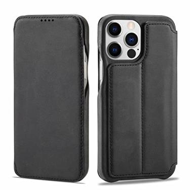 Imagem de Capa de couro fina para iPhone 13 Pro Max Folio lateral aberta estilo livro capa para iPhone 14 Plus12 Mini 11 XR XS 8 7, preto, para iPhone SE 2020