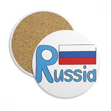 Imagem de Caneca de porta-copos com estampa azul da bandeira nacional da Rússia