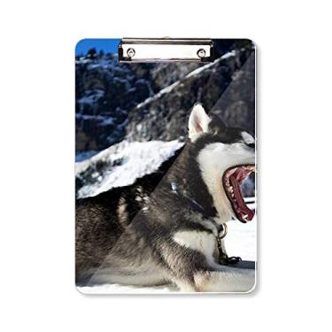 Imagem de Big Mouth Dog Snow Husky Imagem prancheta pasta pasta escrita placa de apoio A4