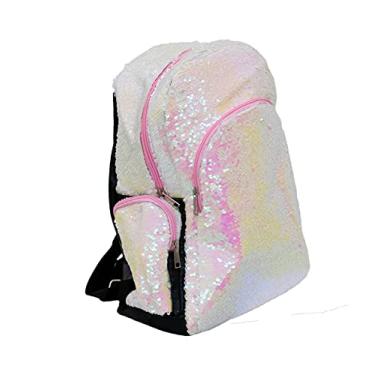 Imagem de XT9187B-M | Mochila Lantejoulas Branco/Rosa 40x17x40cm