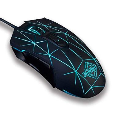 Imagem de Mouse para jogos LexonElec com fio 2400DPI RGB retroiluminado 7 botões USB óptico ergonomia mouse mouse para Pro Gamer Notebook PC Laptop AJ52, Black & Star Light