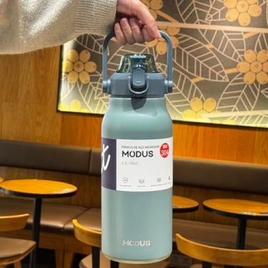 Imagem de Modus Garrafa Térmica Isolada a Vácuo De Aço Inoxidável 316 1700ML Grande Capacidade Com Canudo (Verde 1700ML)