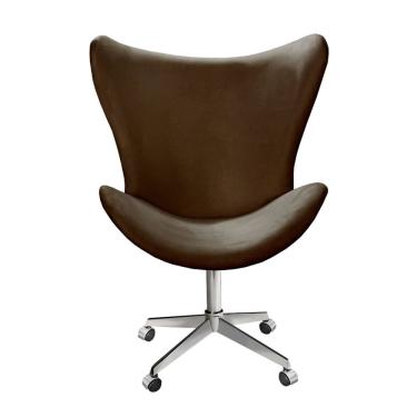 Imagem de Poltrona Alice Lisa Cadeira Egg Slim Pé Giratório com Rodinhas Recepção, Escritório Marrom