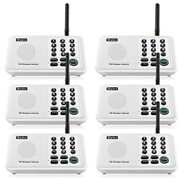 Imagem de Wuloo Intercomunicadores sem fio para casa 5.280 pés alcance 10 canais 3 códigos, sistema de intercomunicação sem fio para casa escritório de negócios, interfone quarto para quarto, sistema de comunicação residencial (6 pacotes, branco)
