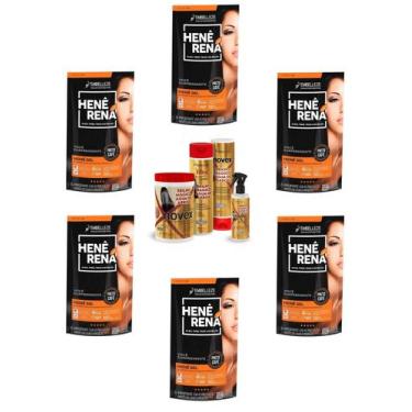 Imagem de Hene Em Gel Rena Preto Azulado 06x180gr Pouch+Brilho Magico Agua de Ar