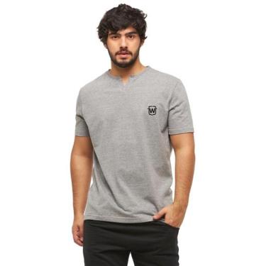Imagem de Camiseta Basica Masculina Gola Portuguesa C3 WOOKS, P, Cinzagrafite