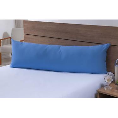 Imagem de Fronha Para Travesseiro de Corpo 1,50mx50cm 100% Algodão 180 Fios Azul