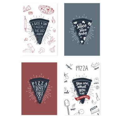 Imagem de Placas Decorativas MDF Frases Pizza 20x30cm Kit 4un - Quartinhos