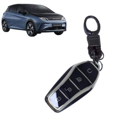 Imagem de Capa com chaveiro Chave 4 Botão presencial Byd Mini Song Plus Dolphin 