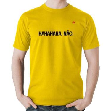Imagem de Camiseta Algodão Hahahaha, Não. - Foca na Moda, Amarelo, GGG