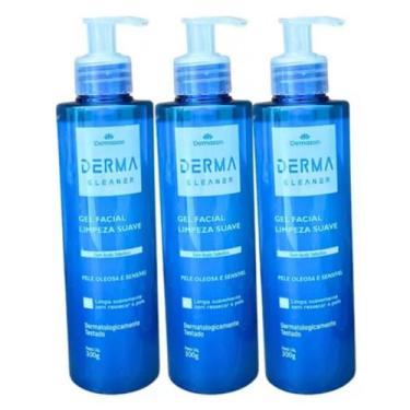 Imagem de GEL FACIAL LIMPEZA SUAVE DERMA CLEANER 300gr DEMAZON Kit 3 un