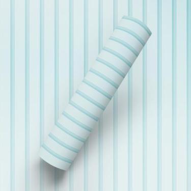 Imagem de Papel de Parede Adesivo Estilo Ripa De Madeira Azul Pastel Quarto Infa