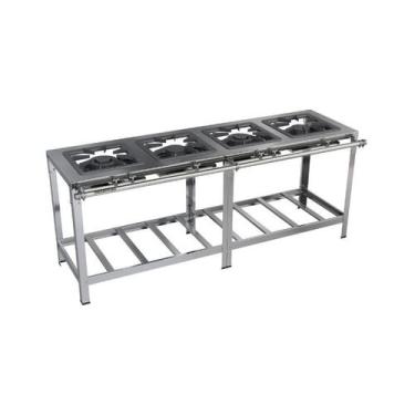 Imagem de Fogão Industrial 4 Bocas Em Linha 40x40 Luxo Aço Inox 304 Metalmaq, Gá