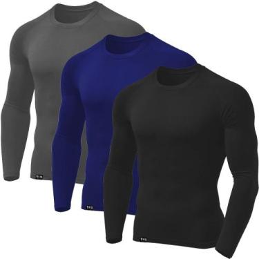Imagem de Kit com 3 Camisetas Térmicas UV Proteção Solar Masculina - Slim Fitnes