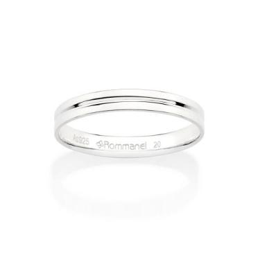 Imagem de Aliança Rommanel Com Friso Prata 925 810256, Branco, 32