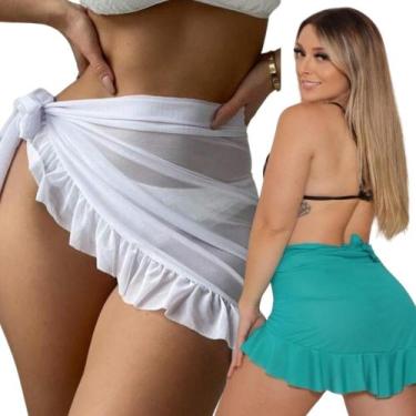 Imagem de Kit 2 Saida Pareô Curta Saída Praia Envelope Babado Tendência - rv mod