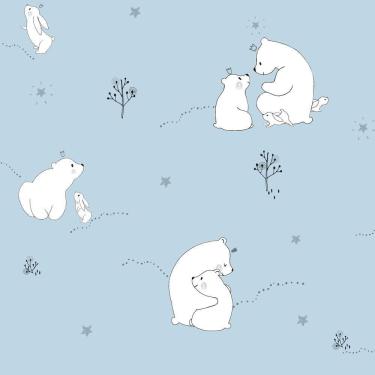 Imagem de Papel De Parede Fofura Baby Ursinhos Fundo Azul Claro Ff4003