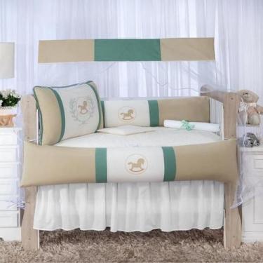 Imagem de Kit Berço Americano Para Bebê Menina e Menino 100 Algodão Bordado 10 p