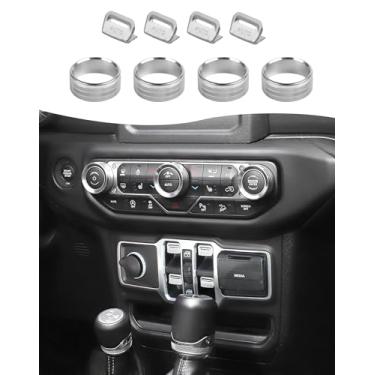 Imagem de Hoolcar Tampa do botão do interruptor de janela Volume Rádio Ar Condicionado Tampa do Botão do Interruptor do Farol Compatível com Jeep Wrangler JL JLU 2018-2025 & Gladiator JT Acessórios, Prata