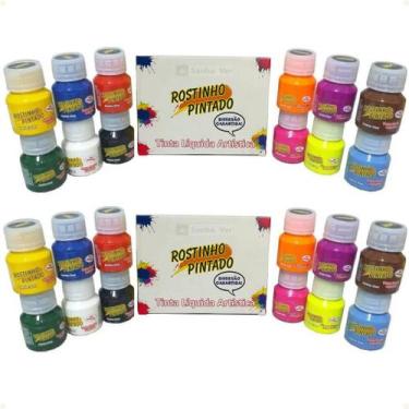 Imagem de 2 Kit Tinta Facial Rostinho Pintado Normais Flúor 35ml