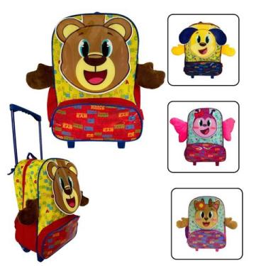 Imagem de Mochila Escolar Infantil com Rodinhas Alças Estampa Animais Menino Men