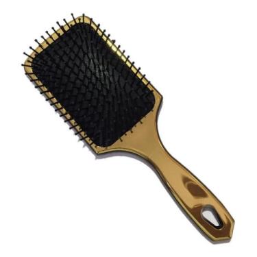 Imagem de Escova Raquete Profissional Almofadada Dourada - mofashi