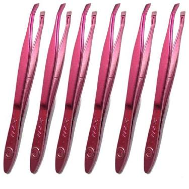 Imagem de Pinça De Sobrancelha Profissional Nzx Rosa Atacado 6 Uni